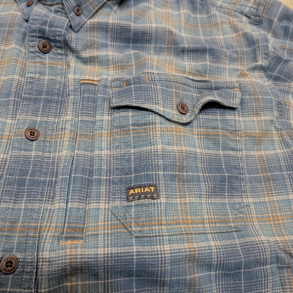 Ariat Rebar Button Down Flannel Plaid Blue Gray Long Sleeve Mens XXL - Picture 3 of 9